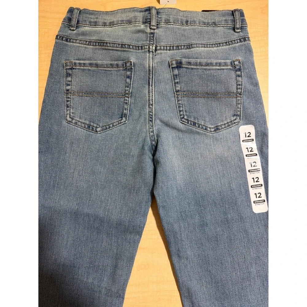 The Children's Place Boys Straight Leg Stretch Jeans Med Wash Blue Size 12 NWT